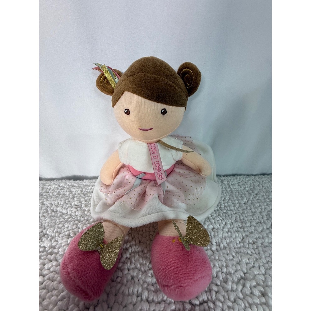 Jolijou Paris Doudou et Compagnie Ballerina Plush Doll Pink‎ Gold Tutu 11"